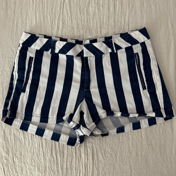 Navy Blue Striped Shorts - Picture 1 of 3
